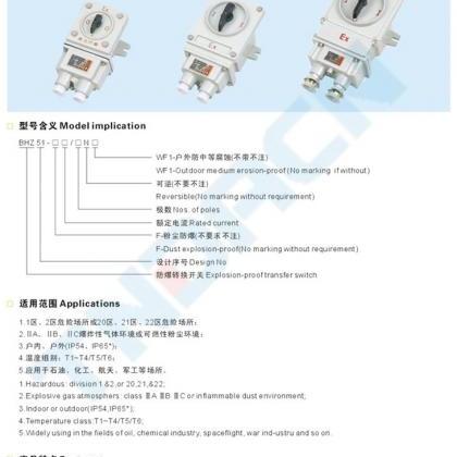 Explosion-proof transfer switch 60A..